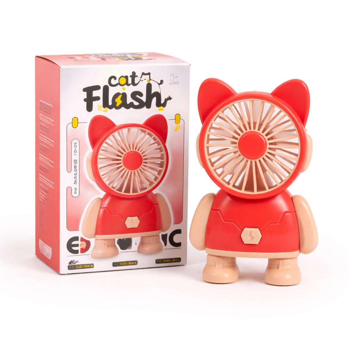 GENERICO - MINI VENTILADOR PORTÁTIL DE MANO DISEÑO GATO CORAL