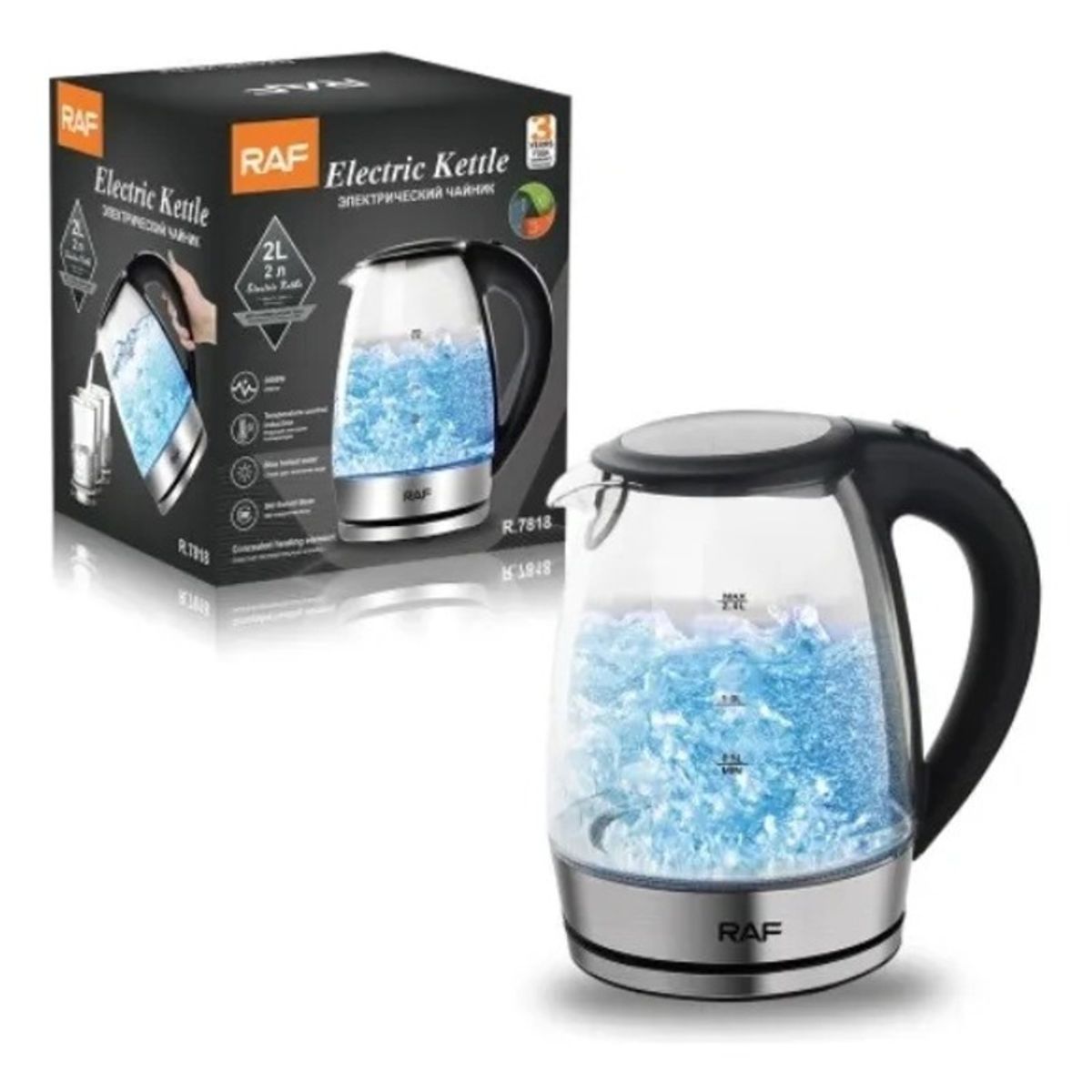 GENERICO - HERVIDOR ELÉCTRICO DE VIDRIO BOROSILICATO 2L PACK X2