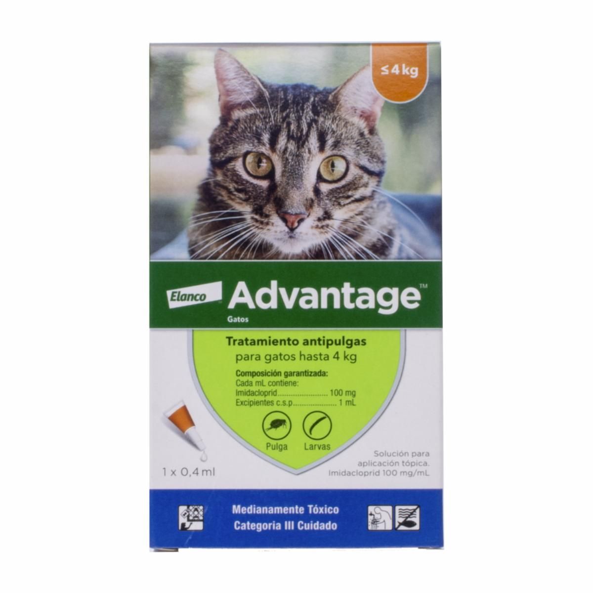 ADVANTAGE - ELANCO Advantage Antipulgas Gatos hasta 4 kg - 0.4 ml