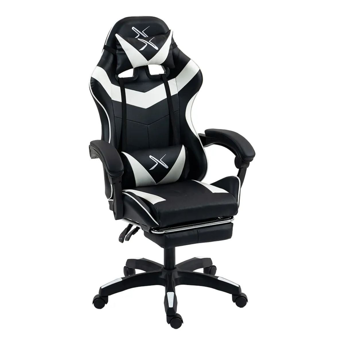 OEM - SILLA GAMER LYZOR CON POSAPIES BLANCO Y NEGRO - SGBWTWN135B
