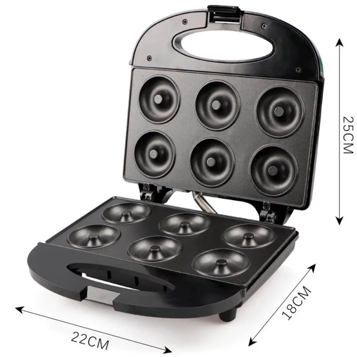 GENERICO - Máquina RAF R.247 Mini Donas Antiadherente 750w Para 6 Donas