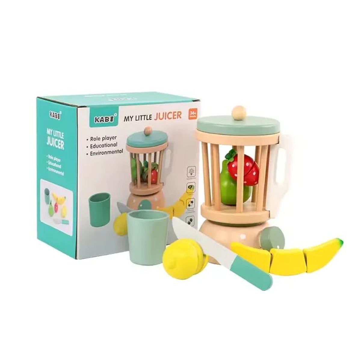 GENERICO - Licuadora de Madera Infantil con Accesorios