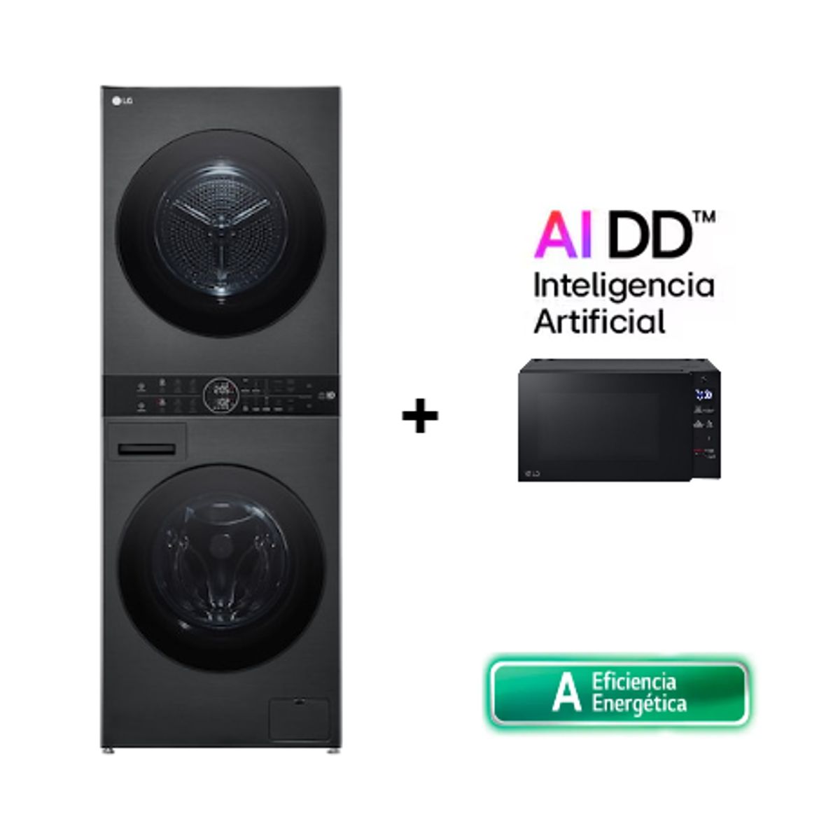 LG - COMBO LG WashTower WK14BS6R 14Kg y 10Kg de secado + Microondas LG MS2032GAS NeoChef™ 20L