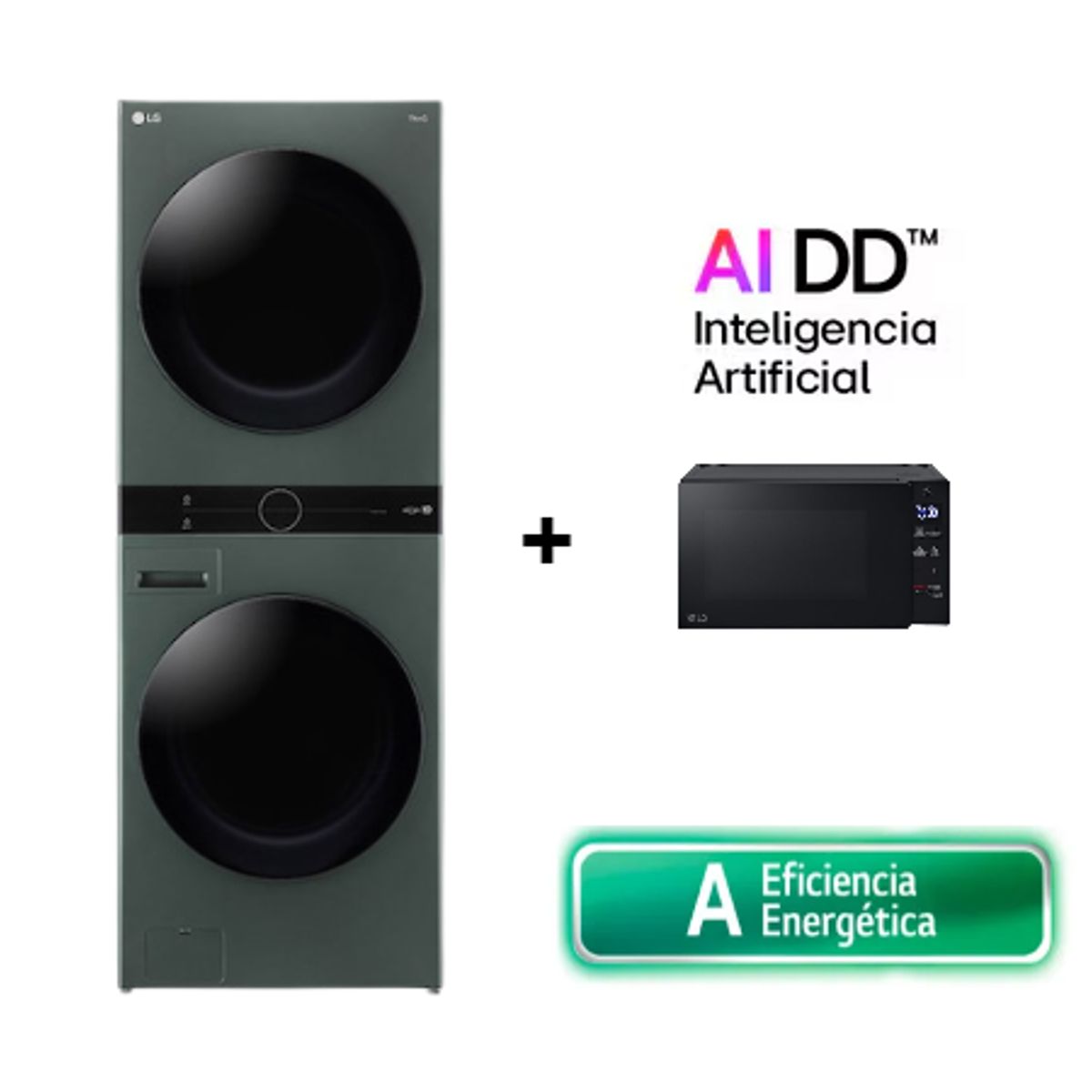 LG - COMBO LG WashTower WK22GGS6 22Kg lavado y 16Kg de secado + Microondas LG MS2032GAS NeoChef™ 20L