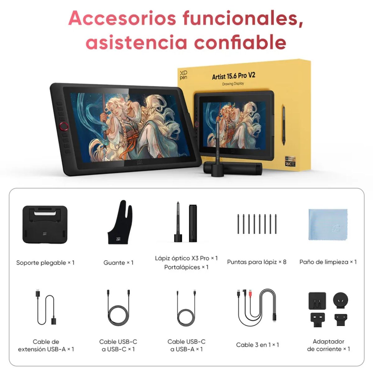 XP PEN - Pantalla Gráfica XP-PEN Artist 15.6 Pro V2, Full HD, 16384 Niveles de Presión (MD160FH)