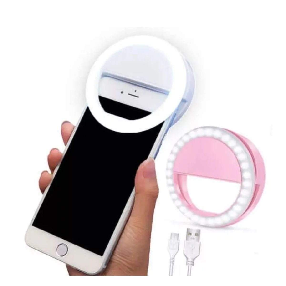 GENERICO - ARO DE LUZ LED PARA CELULAR ROSADO