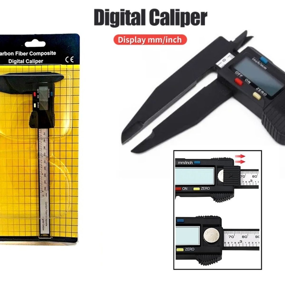 GENERICO - Calibrador Digital Pinzas Largas 150mm Fibra De Carbono