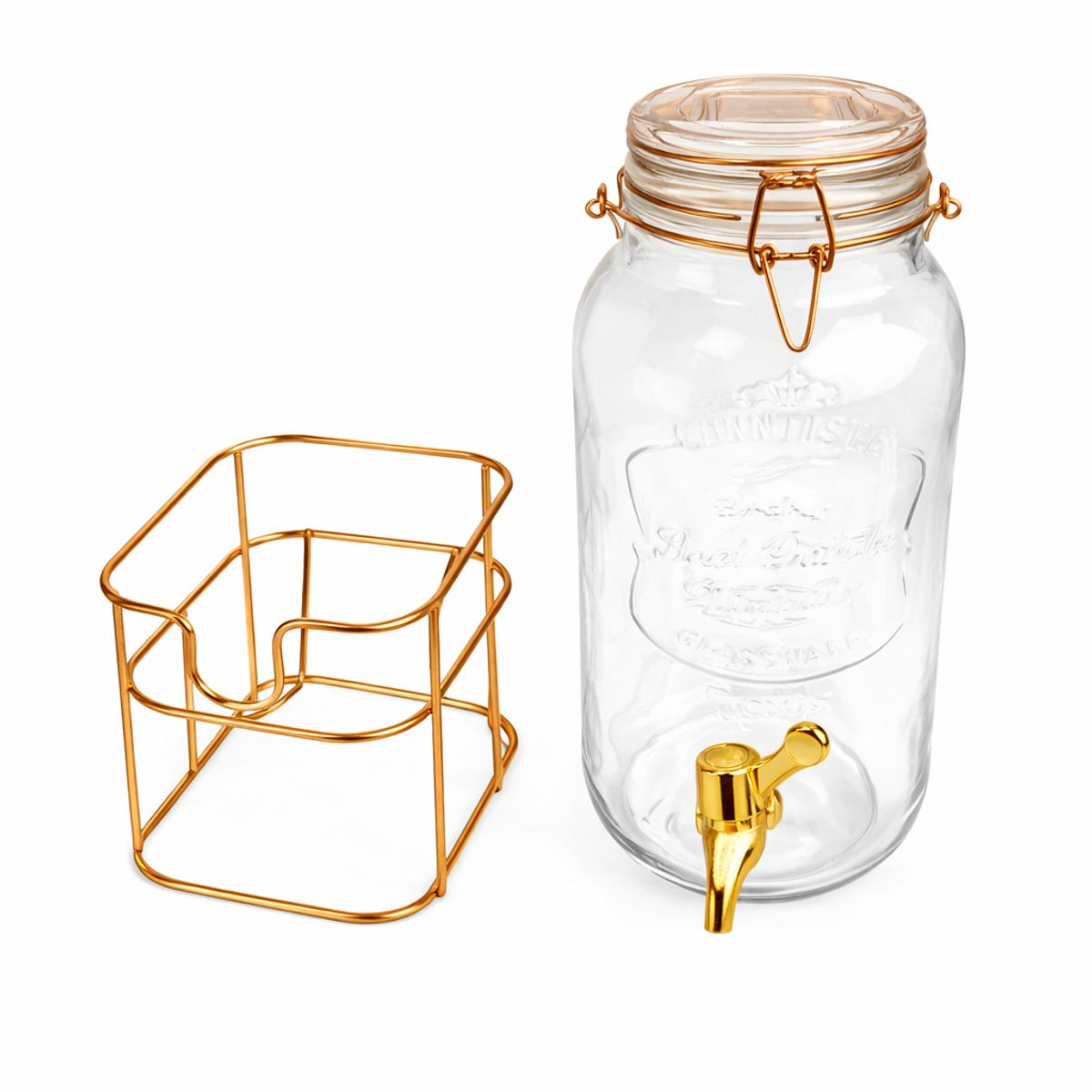 GENERICO - Dispensador de  vidrio  3.8  Lt   rack dorado