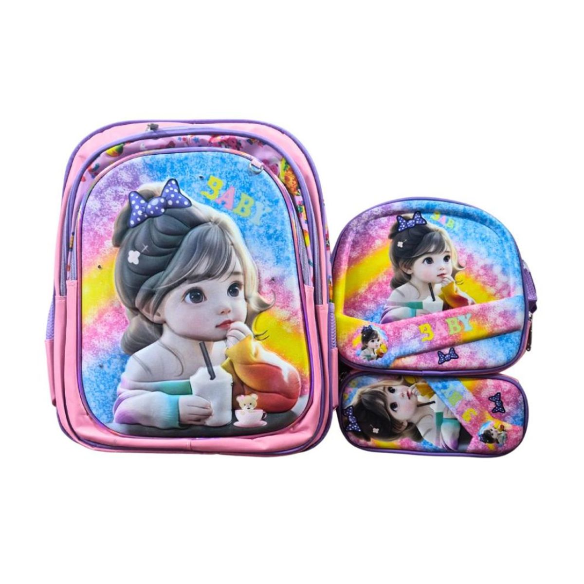 GENERICO - Mochila para Niños y Niñas Multipack 3 en 1 Luces Regreso a Clases