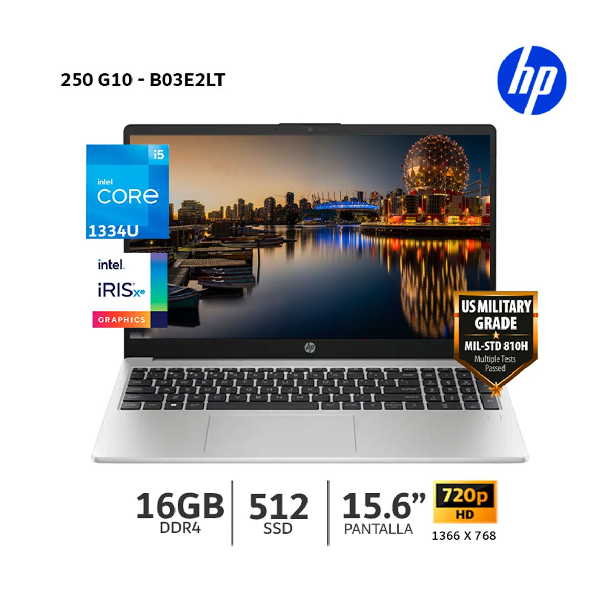 HP - Laptop HP 250 G10 I5-1334U 16Gb RAM/ 512Gb SSD/ 15.6 HD-B03E2LT-ABM