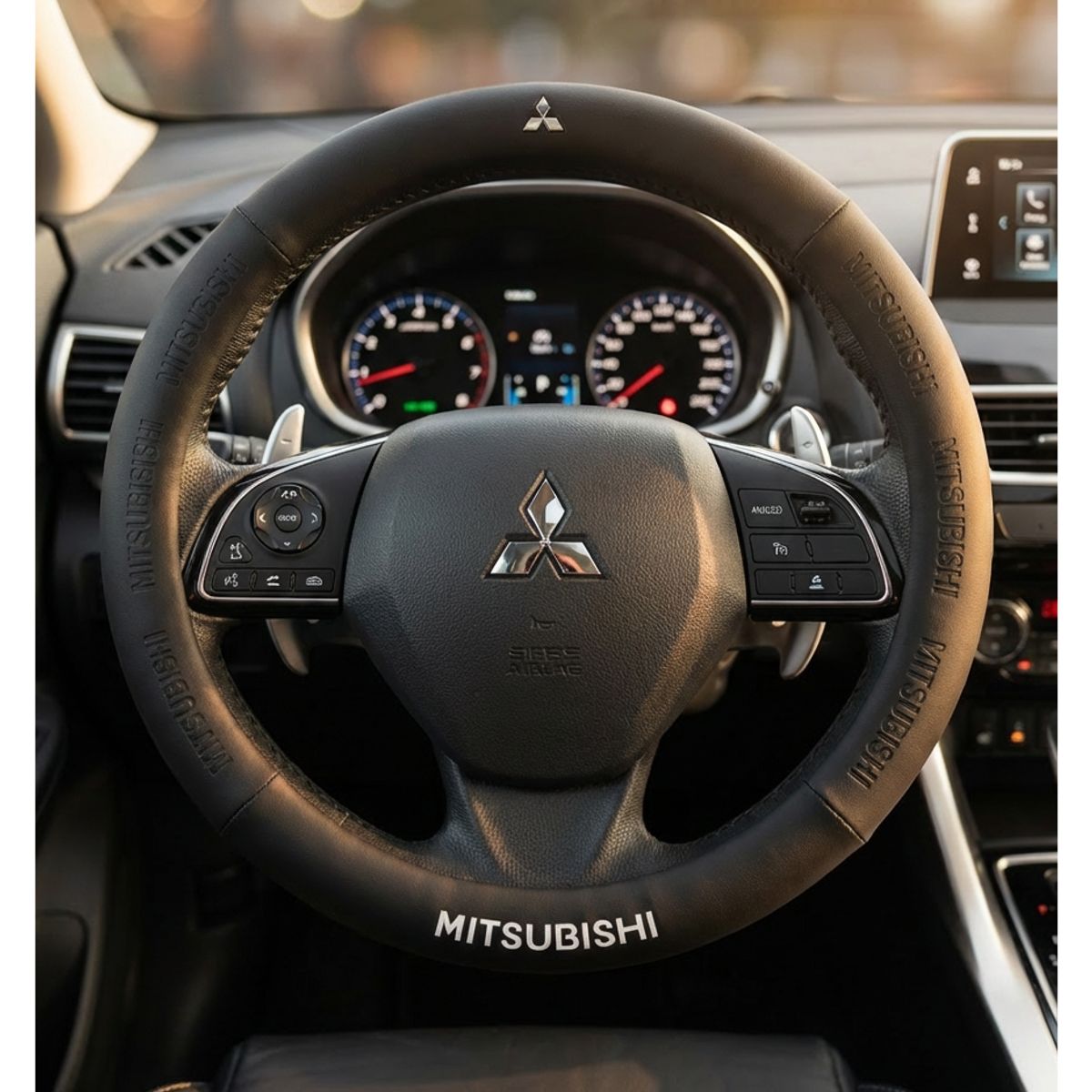 MITSUBISHI - Forro Cubre Volante MITSUBISHI Exclusivo Negro Para Auto Camioneta