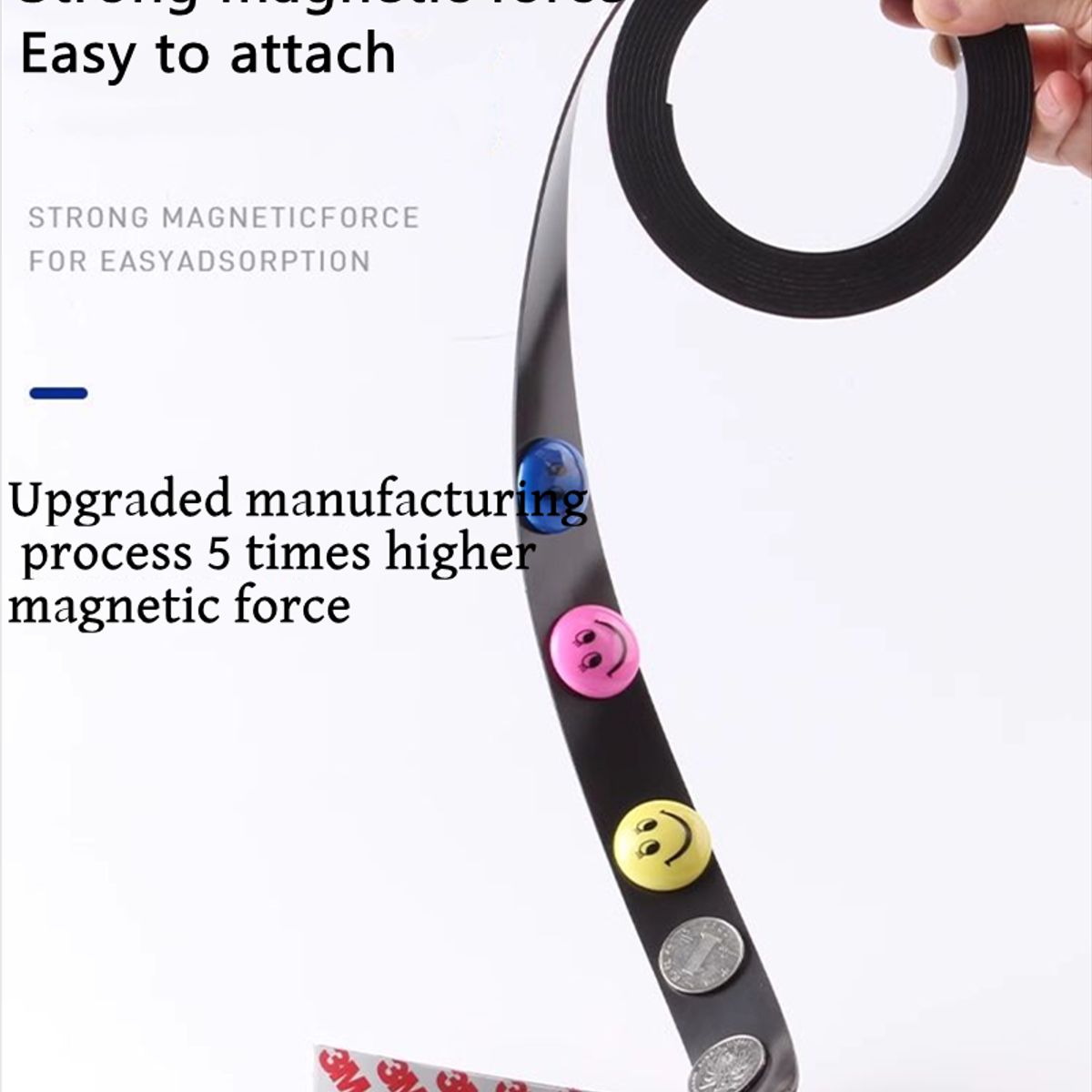 GENERICO - Cinta Magnética Autoadhesiva 40mm x 1m Flexible