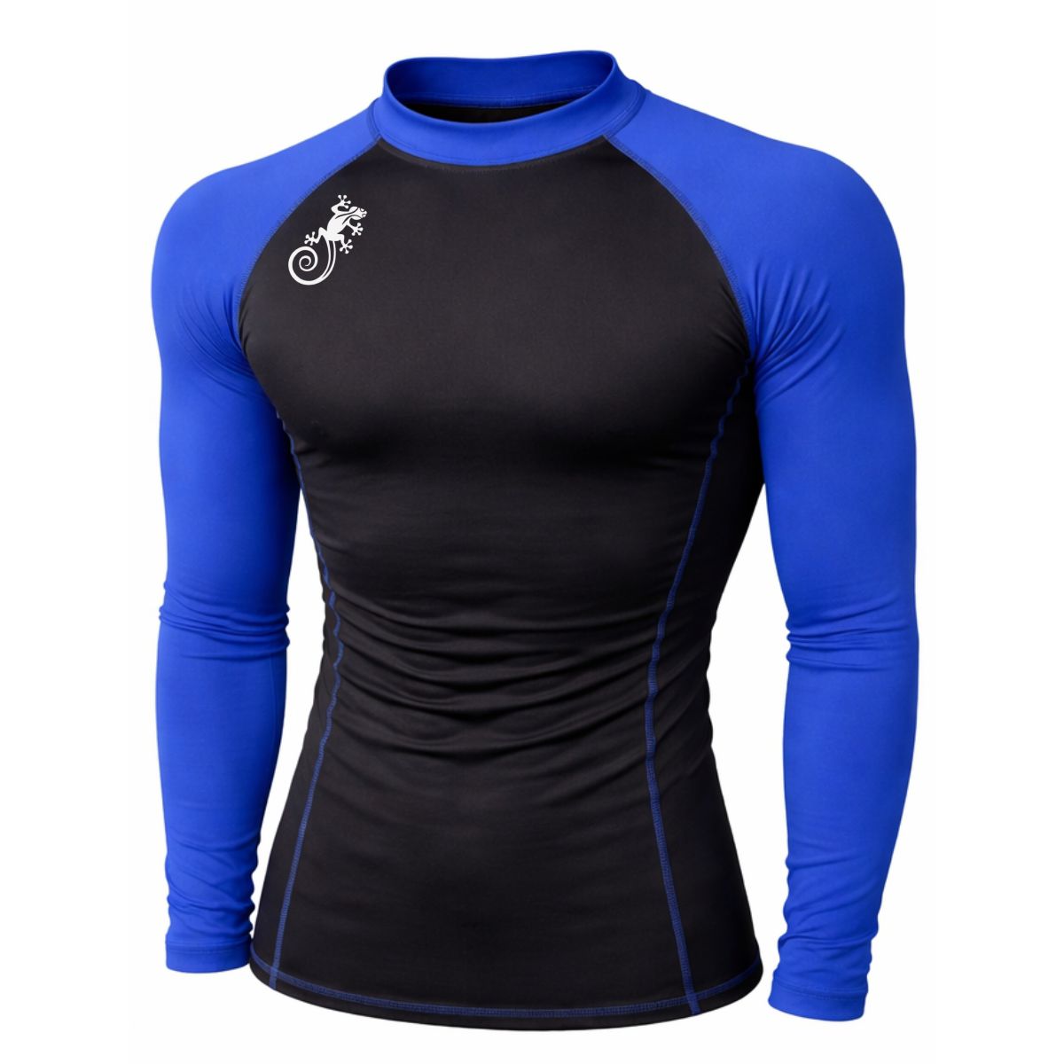AQUA&MODA - LICRA CON PROTECCION UV AQUAMODA LAMNCMALSBR UNISEX NEGRO CON MANGAS AZULES LOG SALM BLANC REFLEC