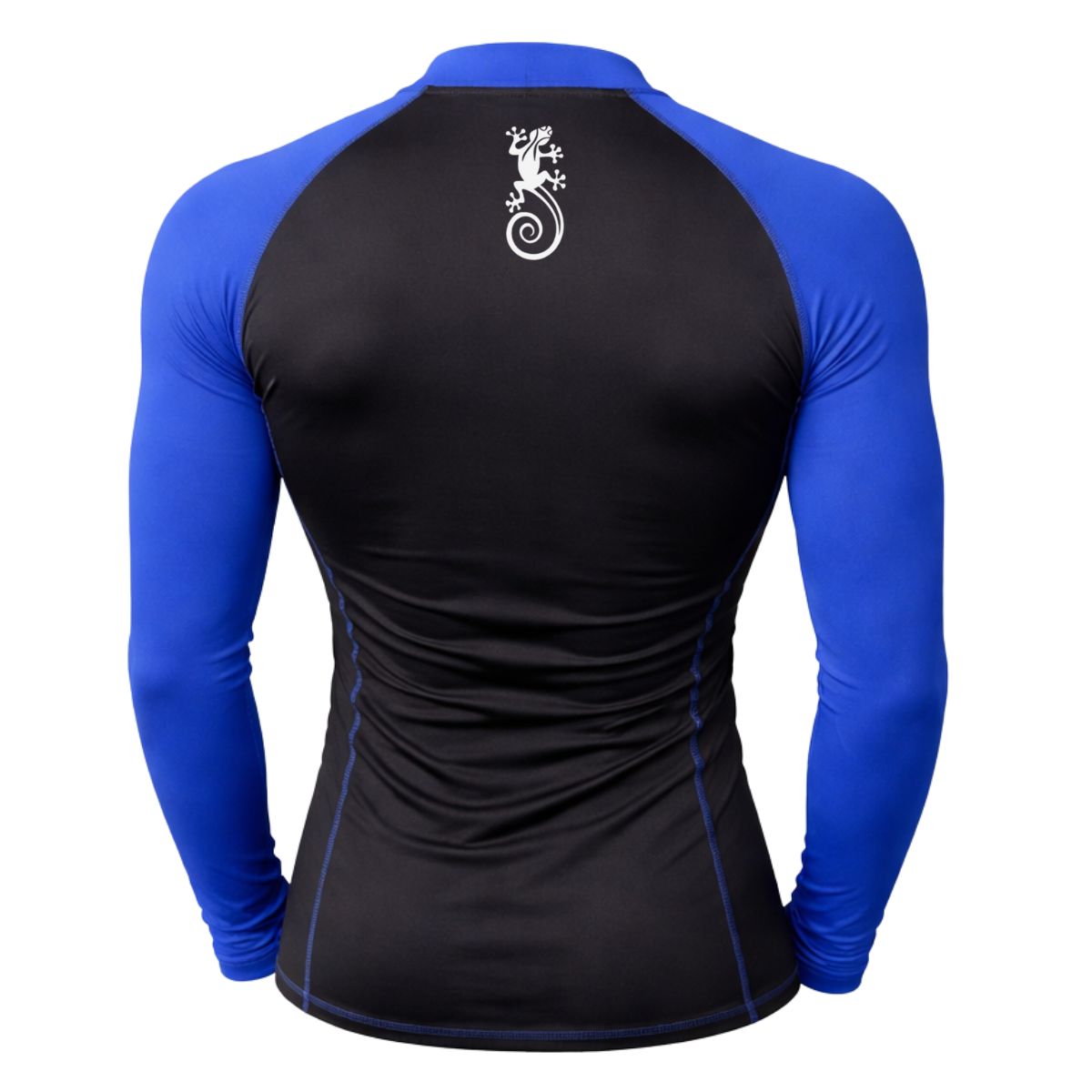 AQUA&MODA - LICRA CON PROTECCION UV AQUAMODA LAMNCMALSBR UNISEX NEGRO CON MANGAS AZULES LOG SALM BLANC REFLEC
