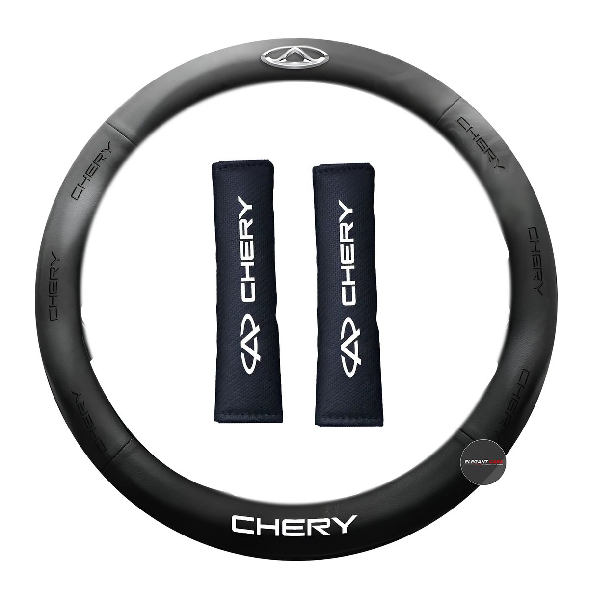 GENERICO - Kit Forro Cubre volante + Protector Cinturón De Seguridad CHERY 3Pcs