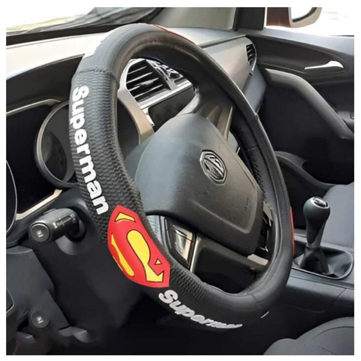 GENERICO - Kit Cubre volante + Protector Cinturón De Seguridad SUPERMAN 3Pcs