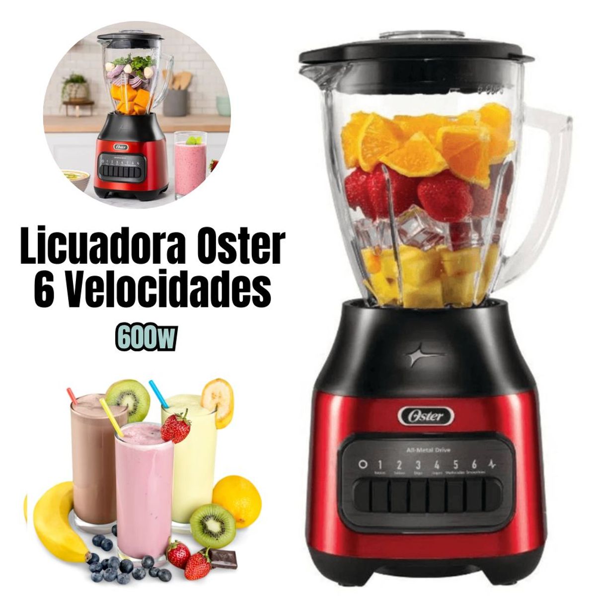 OSTER - LICUADORA OSTER  6 VELOCIDADES 1.5 LT. CON PULSO – BLSTPEG CPB