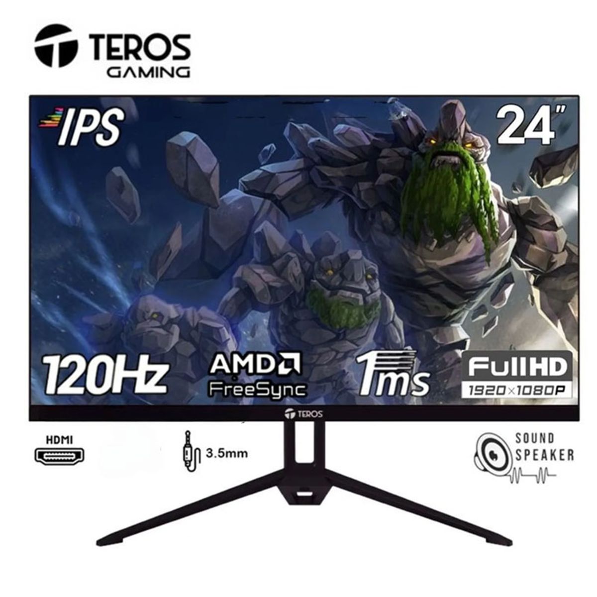 TEROS - MONITOR TEROS LED IPS TE-2415S ANCHO/ 120HZ/ 1MS FHD/ HDMI/ DP/ 23.8
