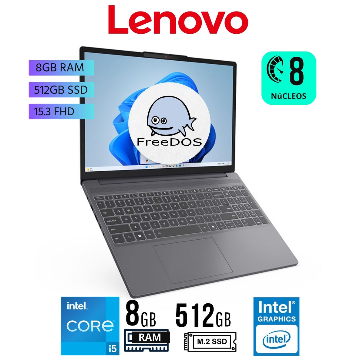 LENOVO - Laptop Lenovo IdeaPad Slim 3 15IRH10 Core I5 -1342H, 15,3"WUXGA, Ram 8Gb, SSD 512Gb, FreeDos