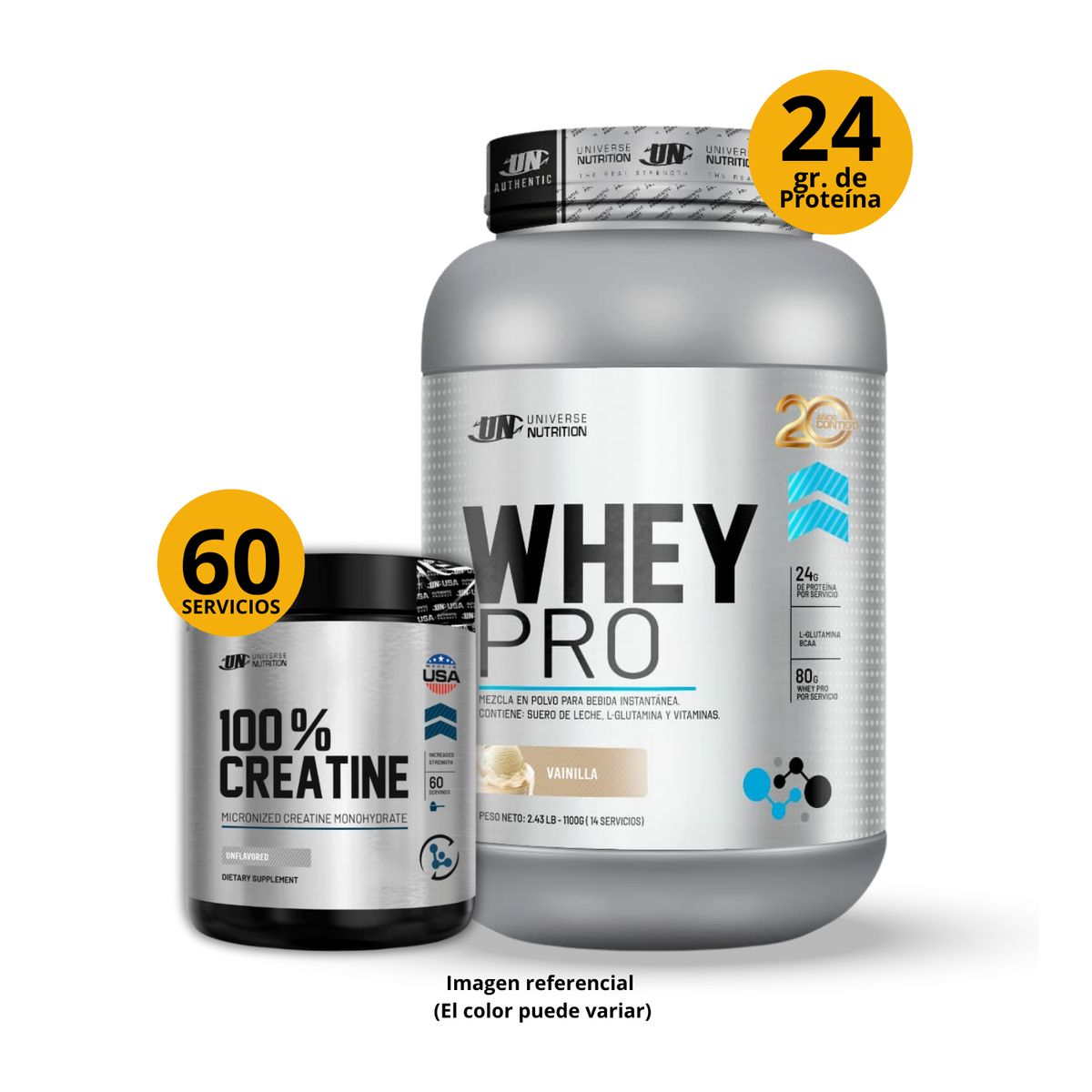 UNIVERSE NUTRITION - Proteína Whey pro de 1kg Vainilla + Creatina Creabolic UN 150gr