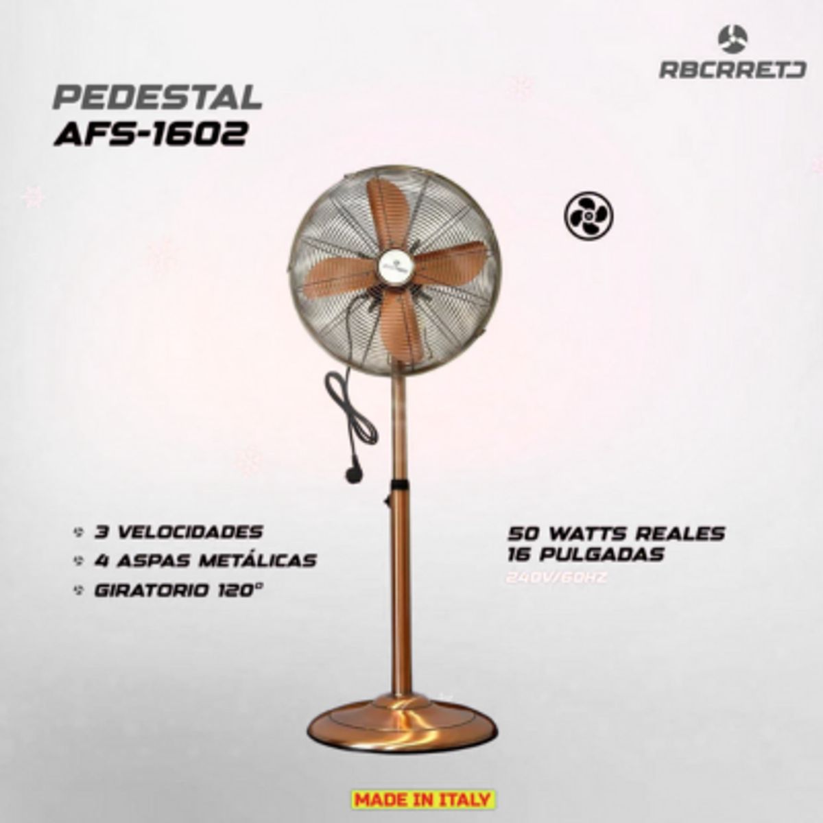 GENERICO - VENTILADOR DE PEDESTAL 16 PULGADAS  RBCRRETD METAL DORADO
