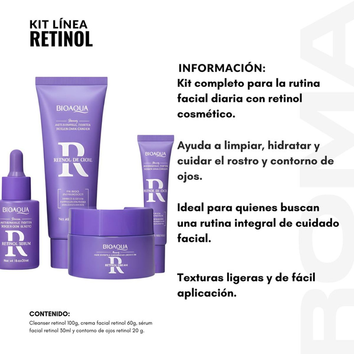 BIOAQUA - KIT LÍNEA RETINOL LILA 4 PZS BIOAQUA