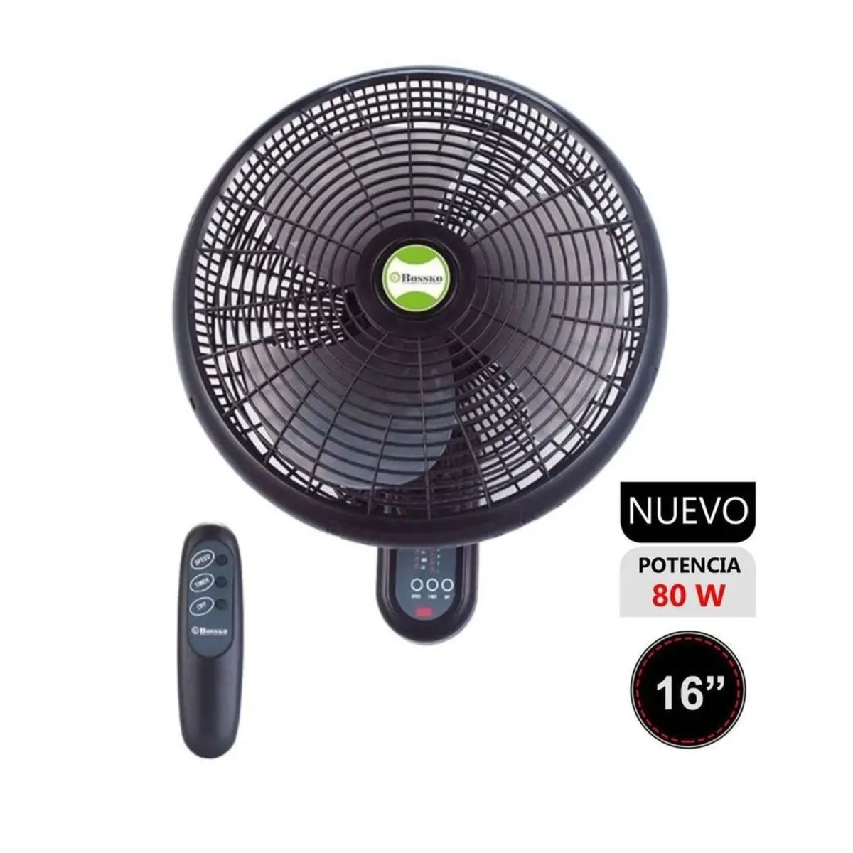 BOSSKO - Ventilador Bossko de Pared BK 8210PD con Control Remoto 80 Watts