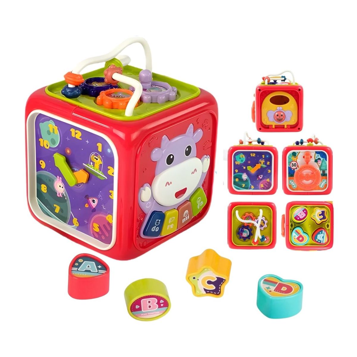 GENERICO - Cubo de Actividades Sensorial 6 en 1 para Bebés - Juguete Educativo Musical con Luces