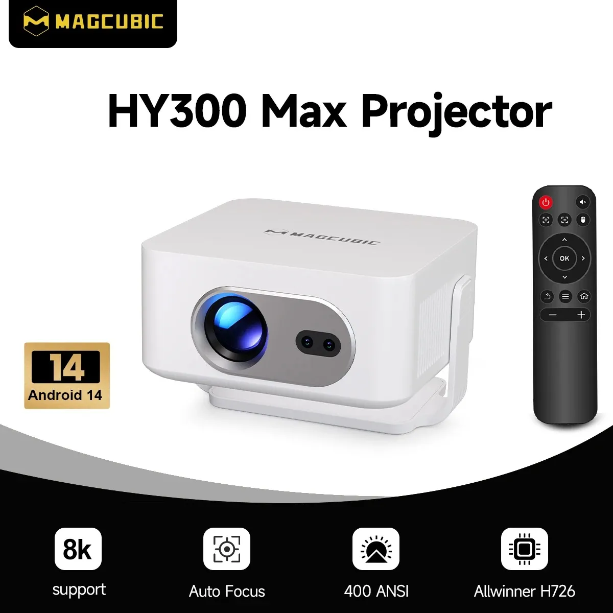 PRO - Proyector MagCubic HY300 MAX  Android 14 - 400 Ansi -150"