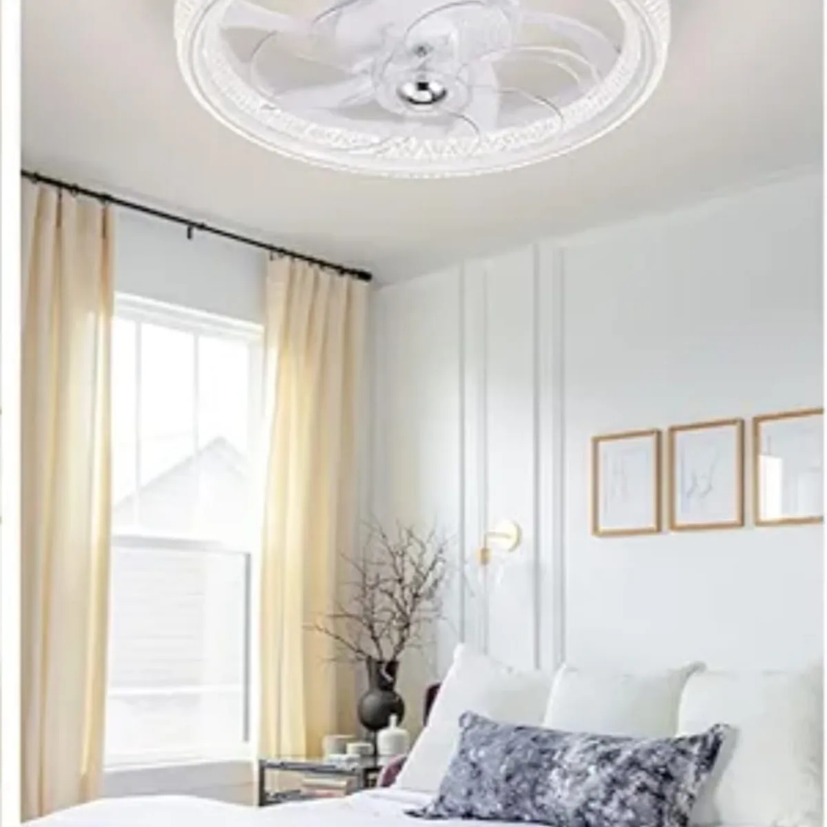 GENERICO - Lámpara con ventilador plus led 3 luces decorativa con control