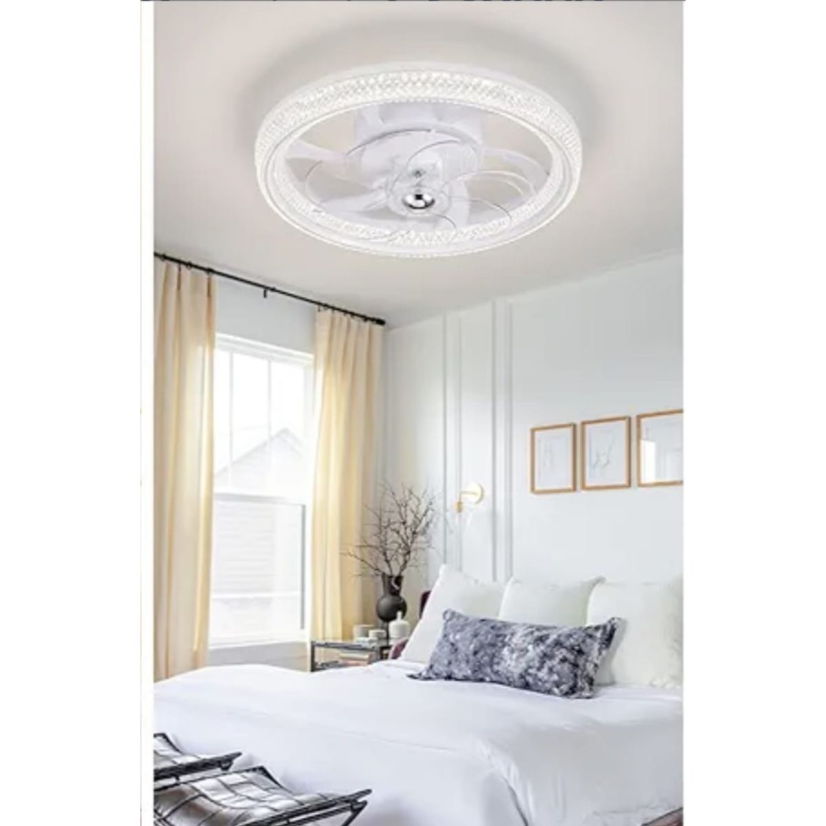 GENERICO - Lámpara con ventilador plus led 3 luces decorativa con control