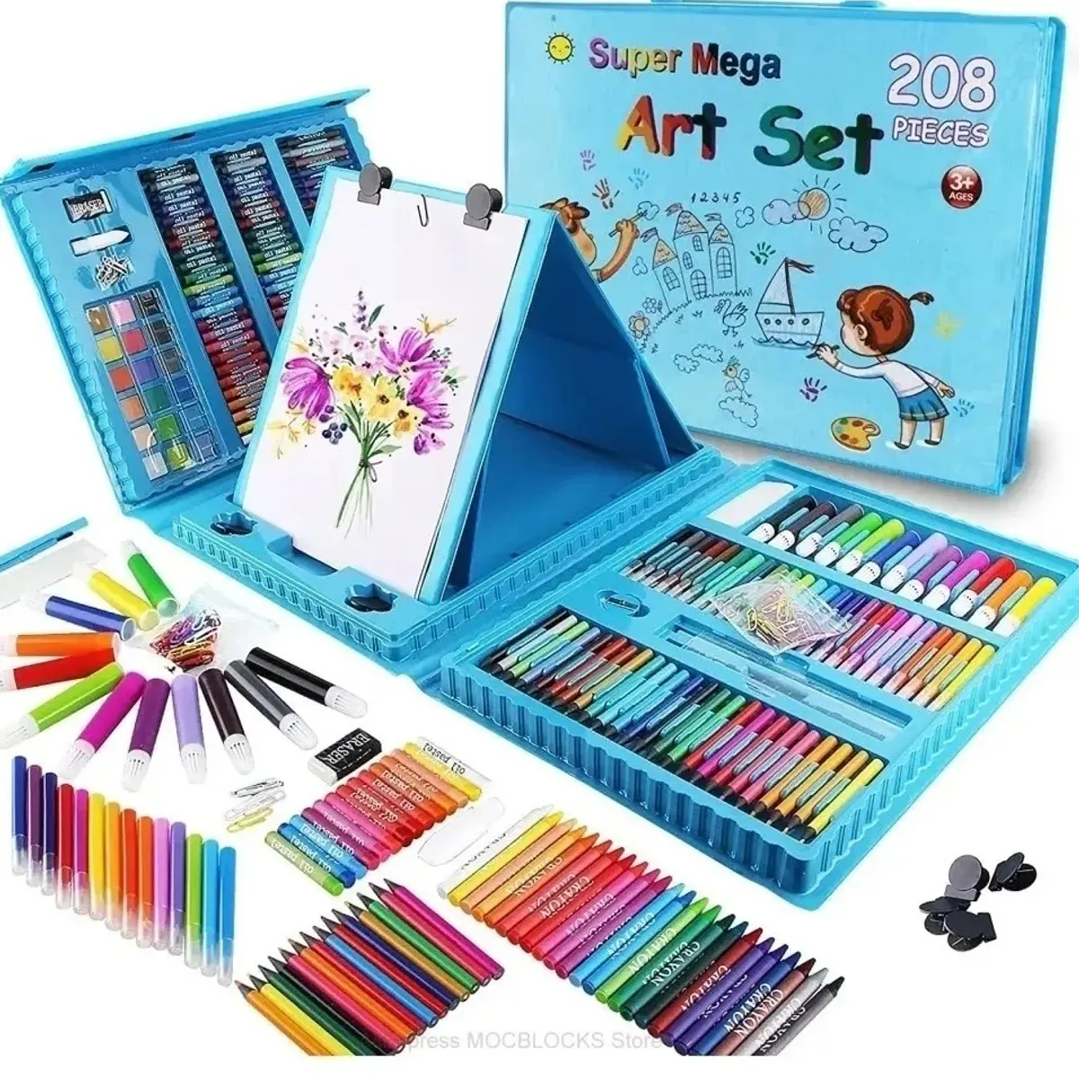 GENERICO - SET DE ARTE Y DIBUJO PARA NIÑOS 208 PIEZAS