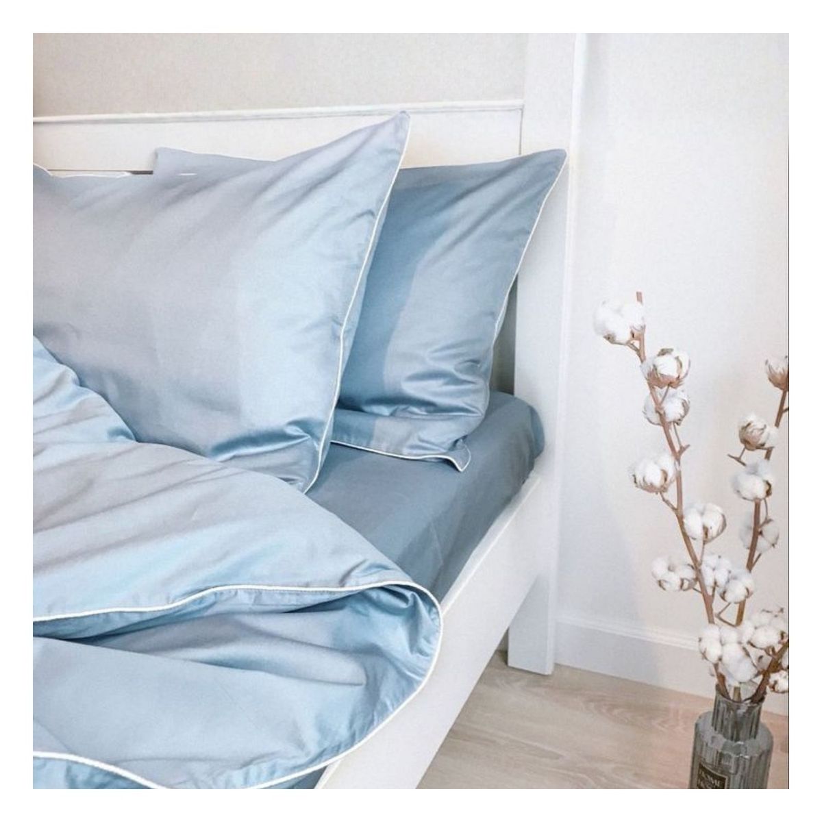 GENERICO - Funda plumón Chers 100 % algodón bramante celeste 200 hilos