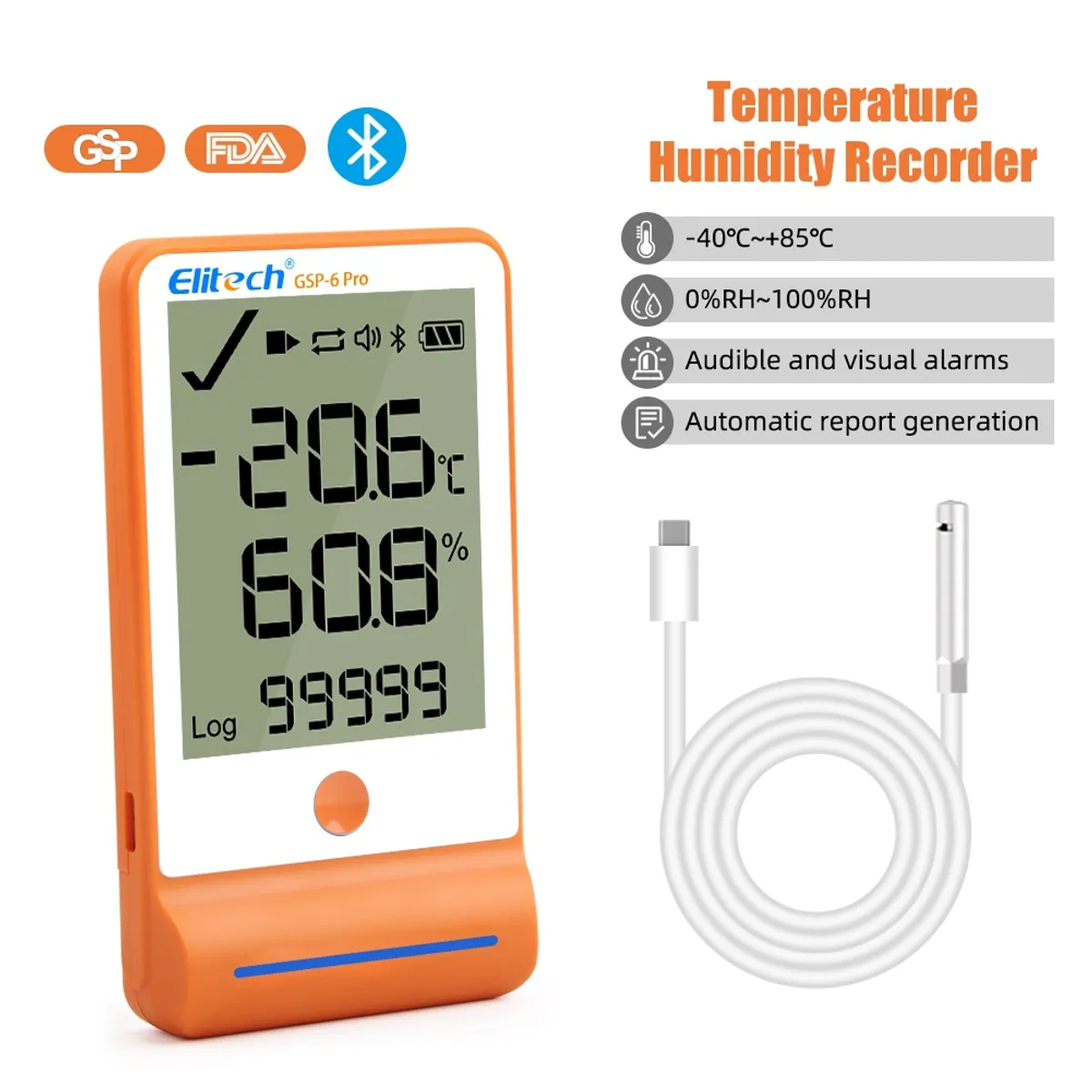 Termohigrómetro Data Logger Temp y Humed Elitech GSP-6 Pro Bluetooth, marca GENERICO - Foto 2