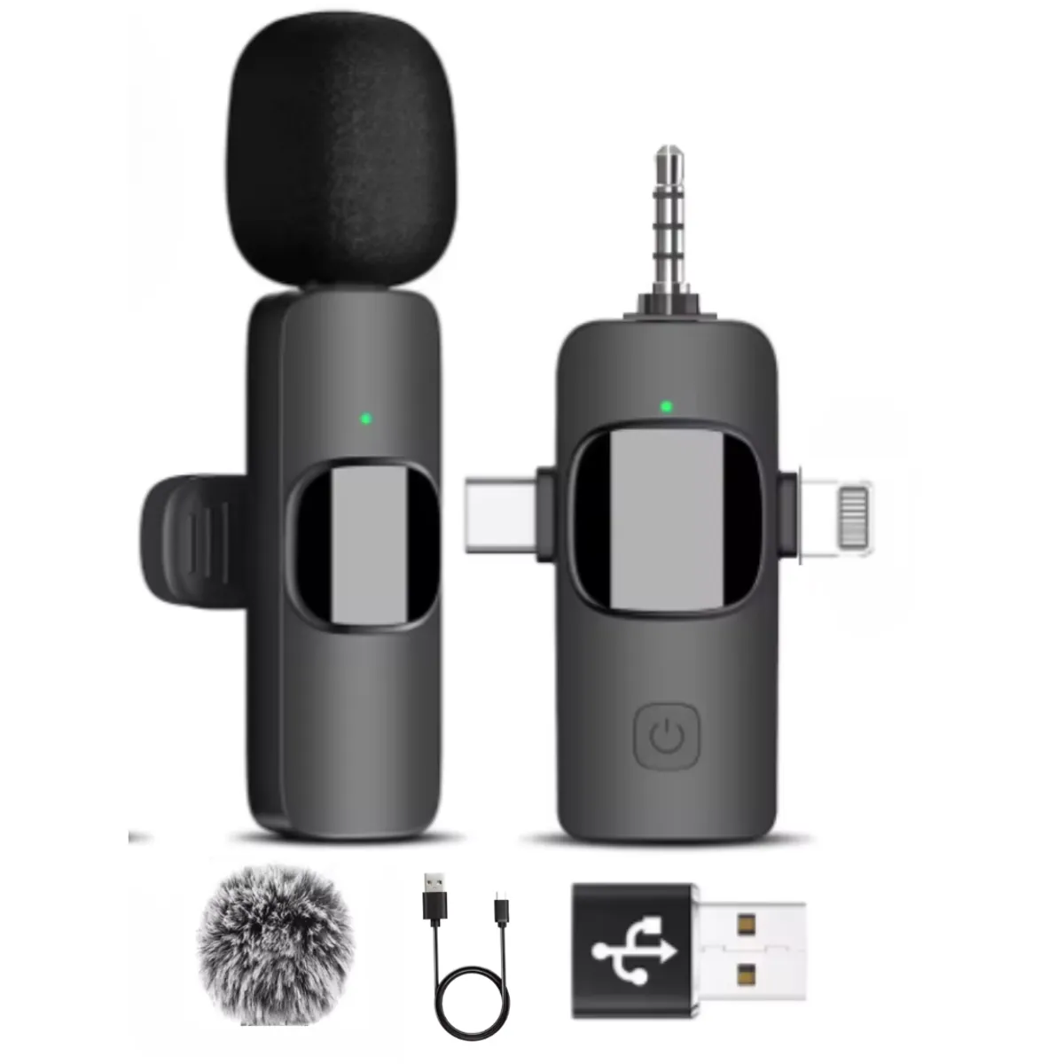 GENERICO - Micrófono Inalámbrico Solapero 4 En 1 compatible con Iphone Tipo C 3.5