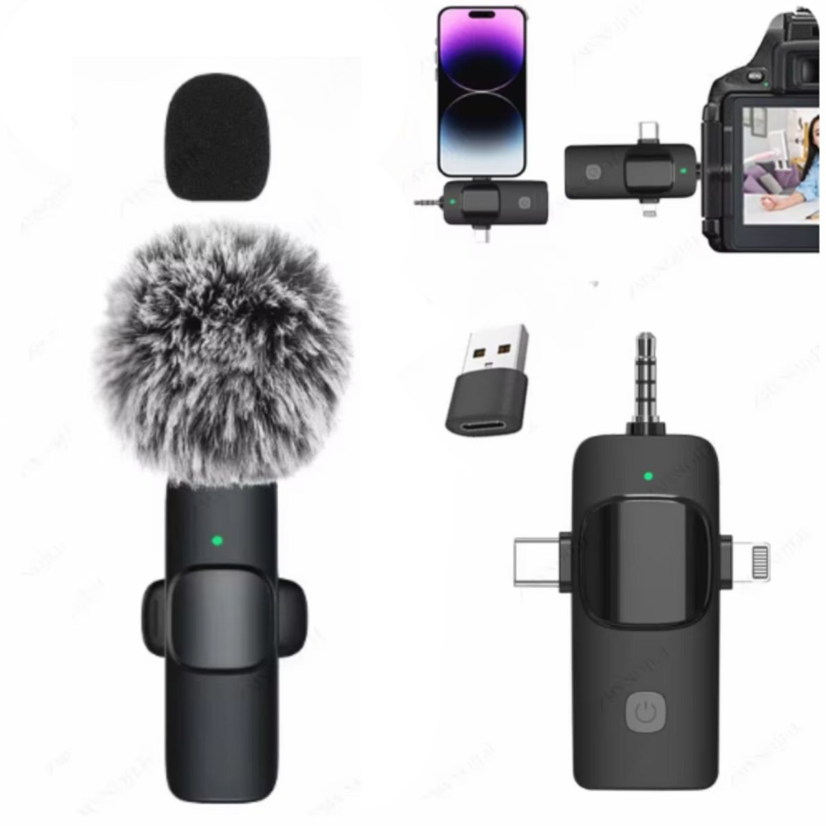 GENERICO - Micrófono Inalámbrico Solapero 4 En 1 compatible con Iphone Tipo C 3.5