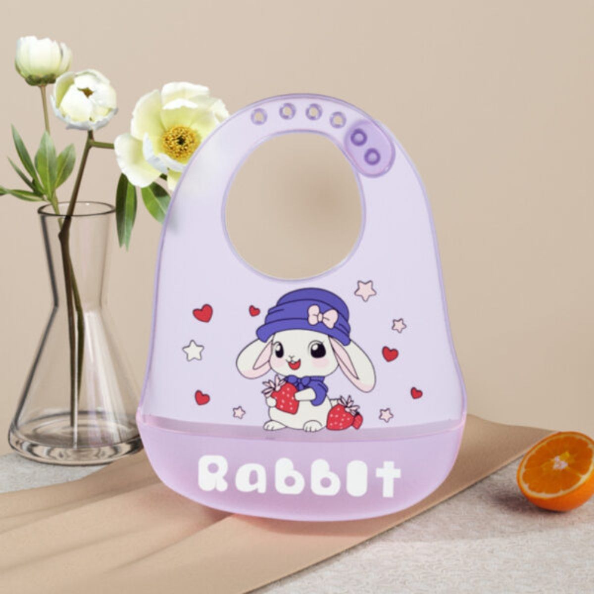 GENERICO - Babero de Dibujos Kawai de Silicona para Bebé Niño