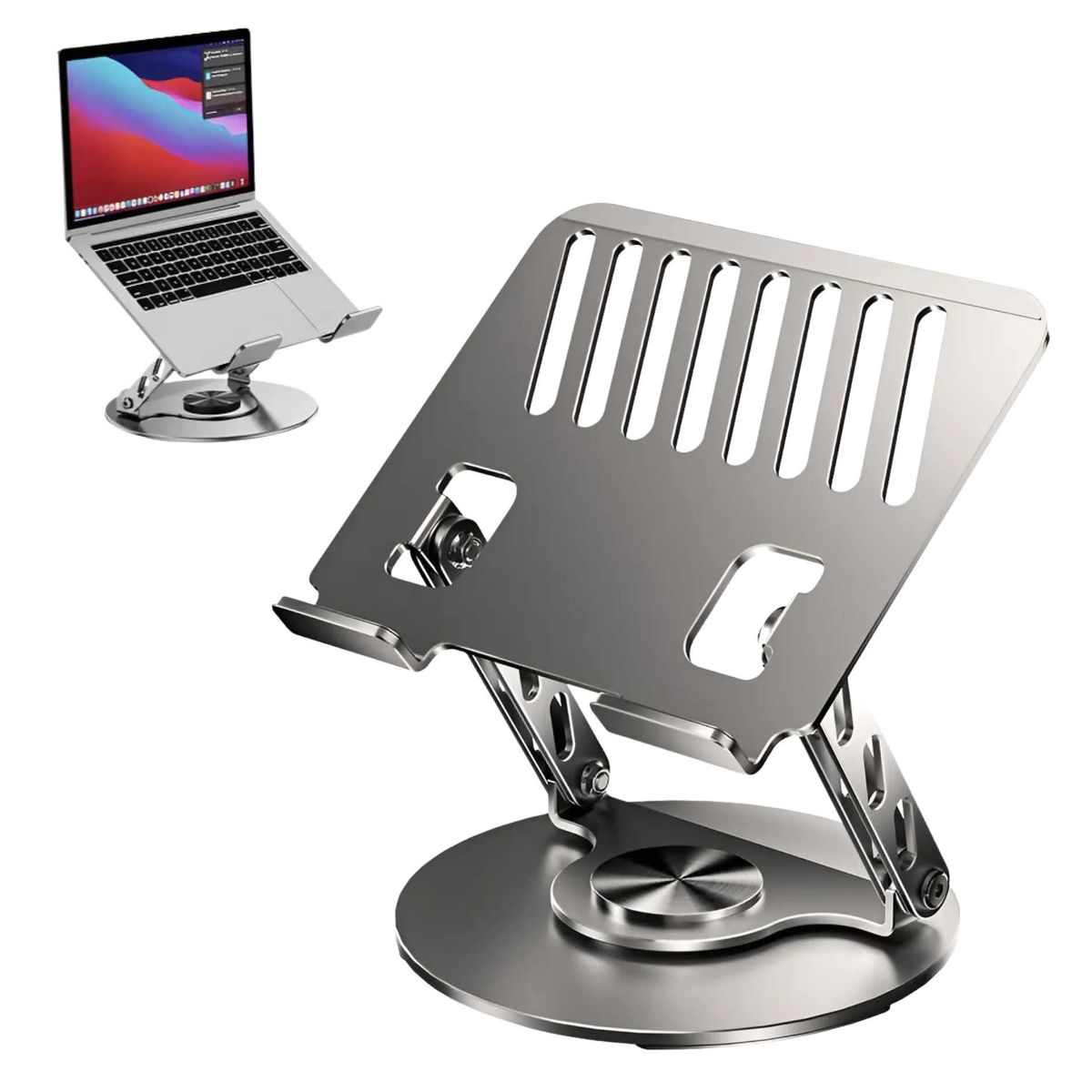 SEISA - Soporte Aluminio Laptop Macbook Giratorio 360 Altura Ajustable hasta 15  pulgadas Tablet y Laptop