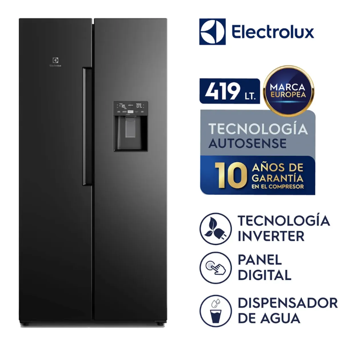 ELECTROLUX - Refrigeradora Electrolux ERS45F2P5EB Side by Side 419 L – Negro