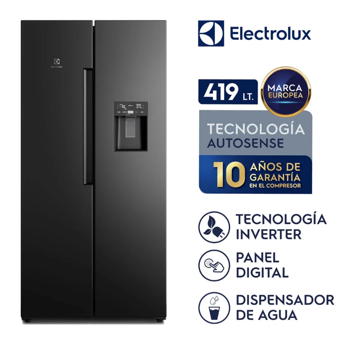 ELECTROLUX - Refrigeradora Electrolux ERS45F2P5EB Side by Side 419 L – Negro