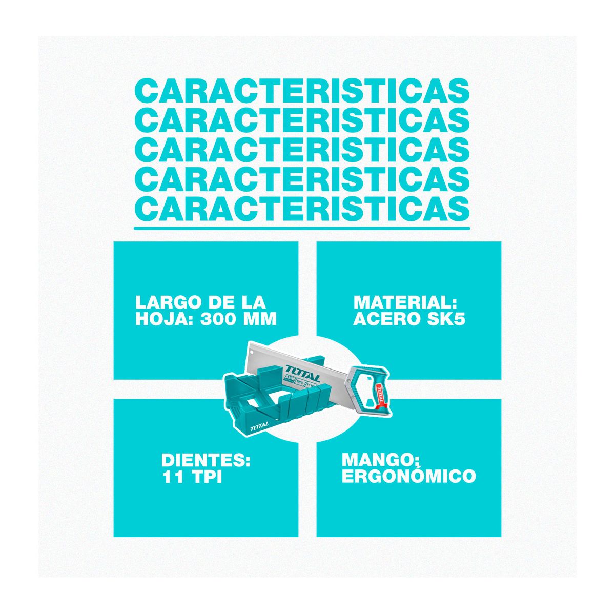 TOTAL - Serrucho 12 30cm + Ingletadora Manual Profesional Total