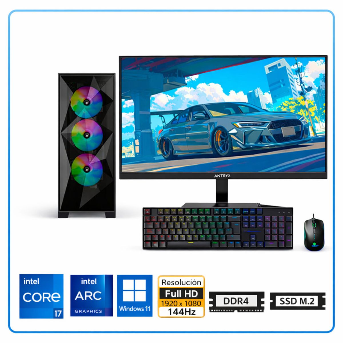 INTEL - Computadora Enovu Core i7-12700F 16GB 512GB SSD 24" Intel Arc A380 6GB Windows 11 Pro