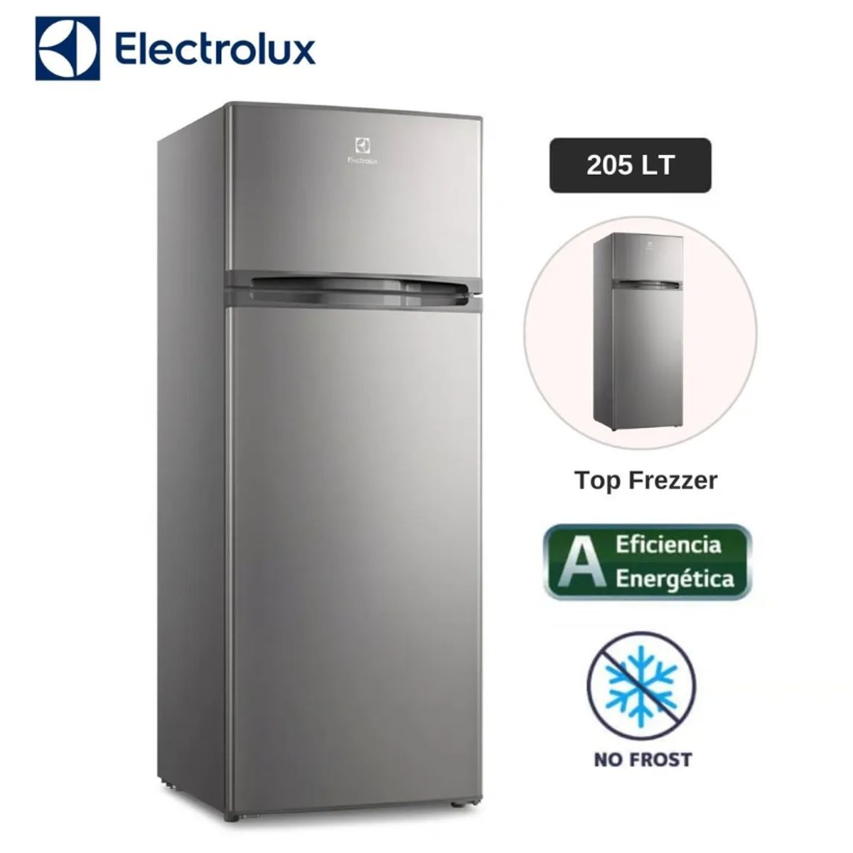 Electrolux - Refrigeradora Electrolux 205L Dos Puertas ERTY20GHZHVI - Gris