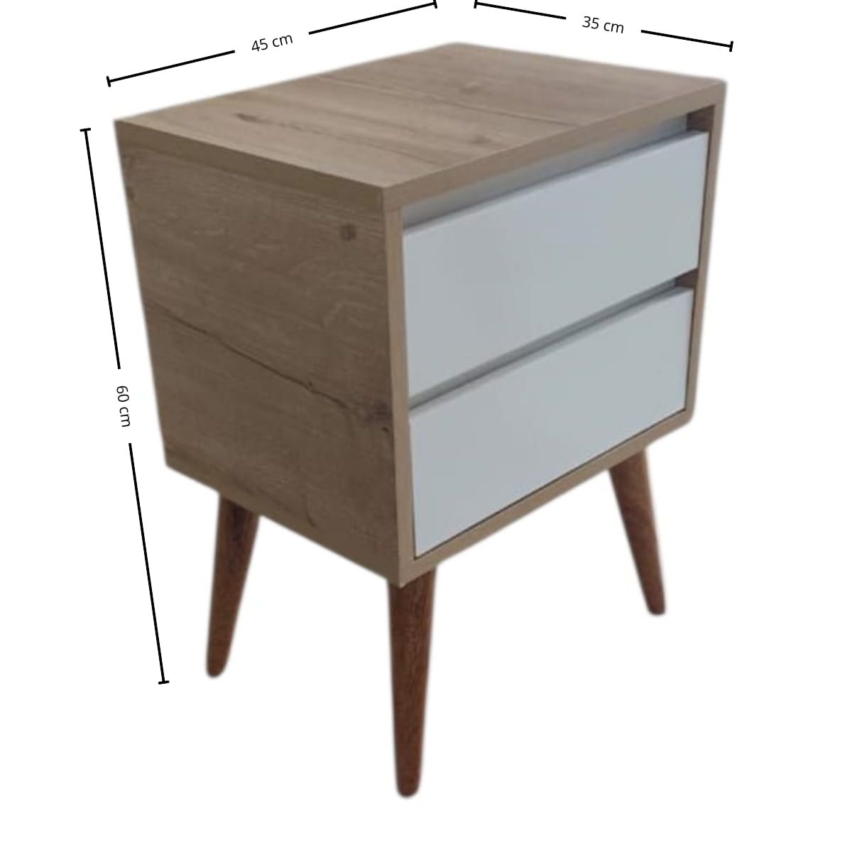 GENERICO - Velador duna con cajones blancos estilo y funcionalidad