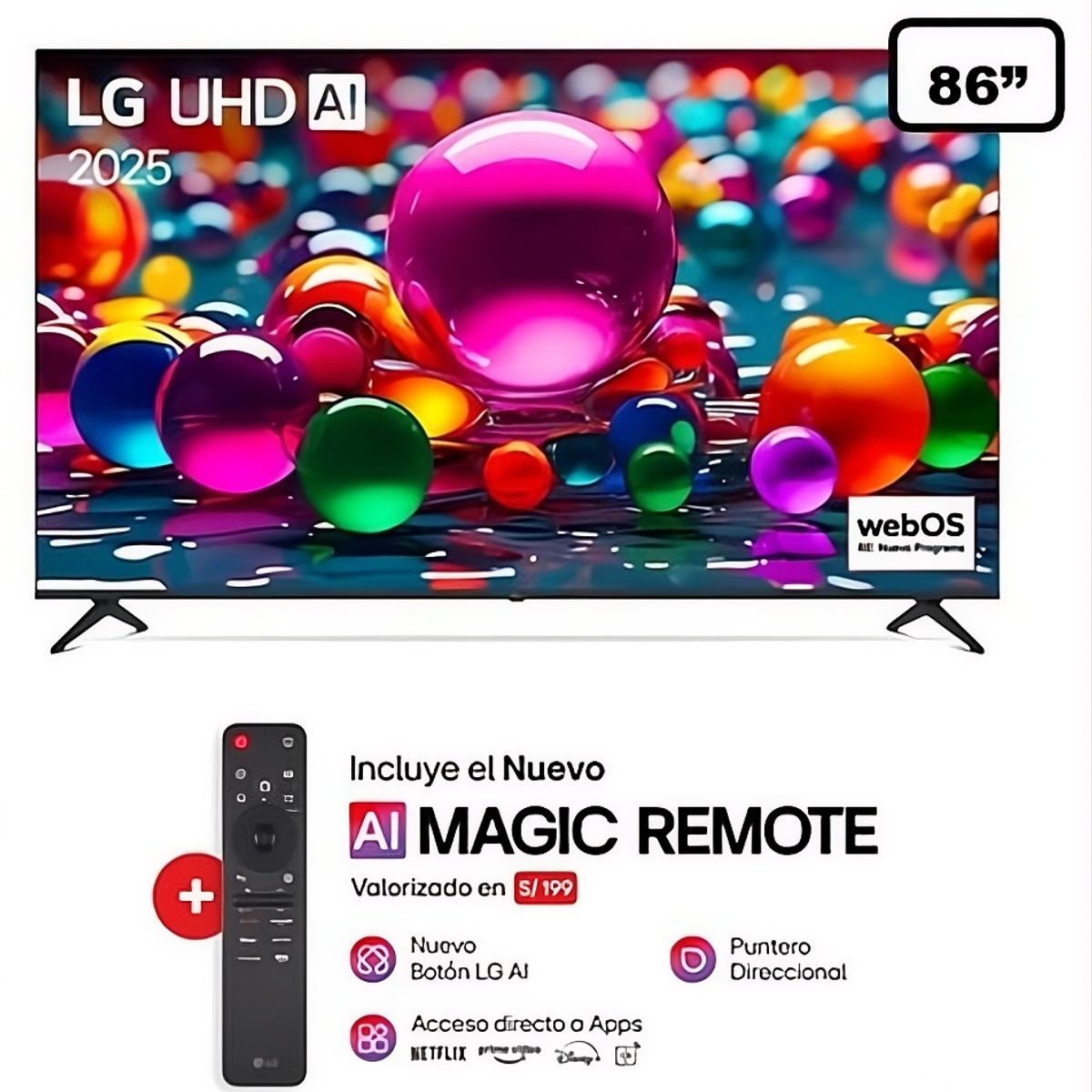LG - Televisor LG 86 Uhd 4K THINQ Ai 86Ua8050Psa Smart Tv 2025