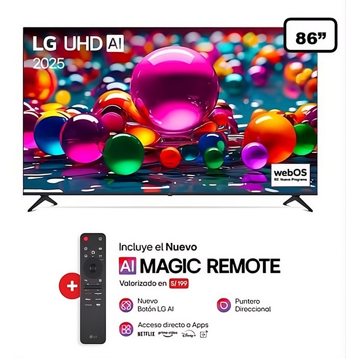 LG - Televisor LG 86 Uhd 4K THINQ Ai 86Ua8050Psa Smart Tv 2025