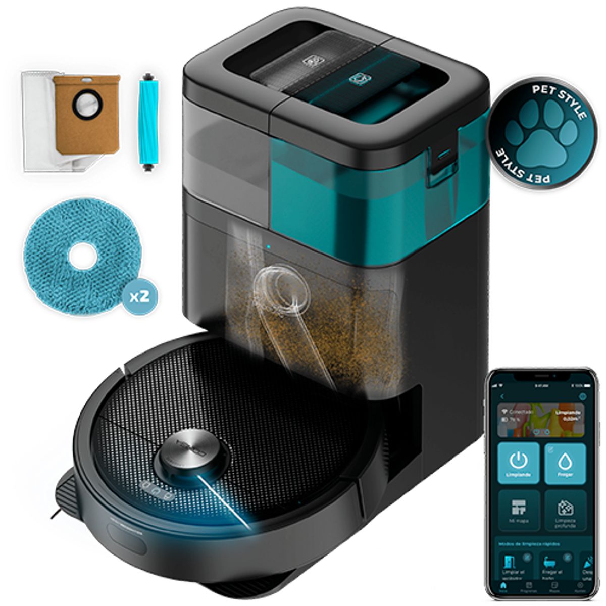 CECOTEC - Robot Aspirador Láser Con Base De Autovaciado Conga 15090 Spinarm Home&Wash