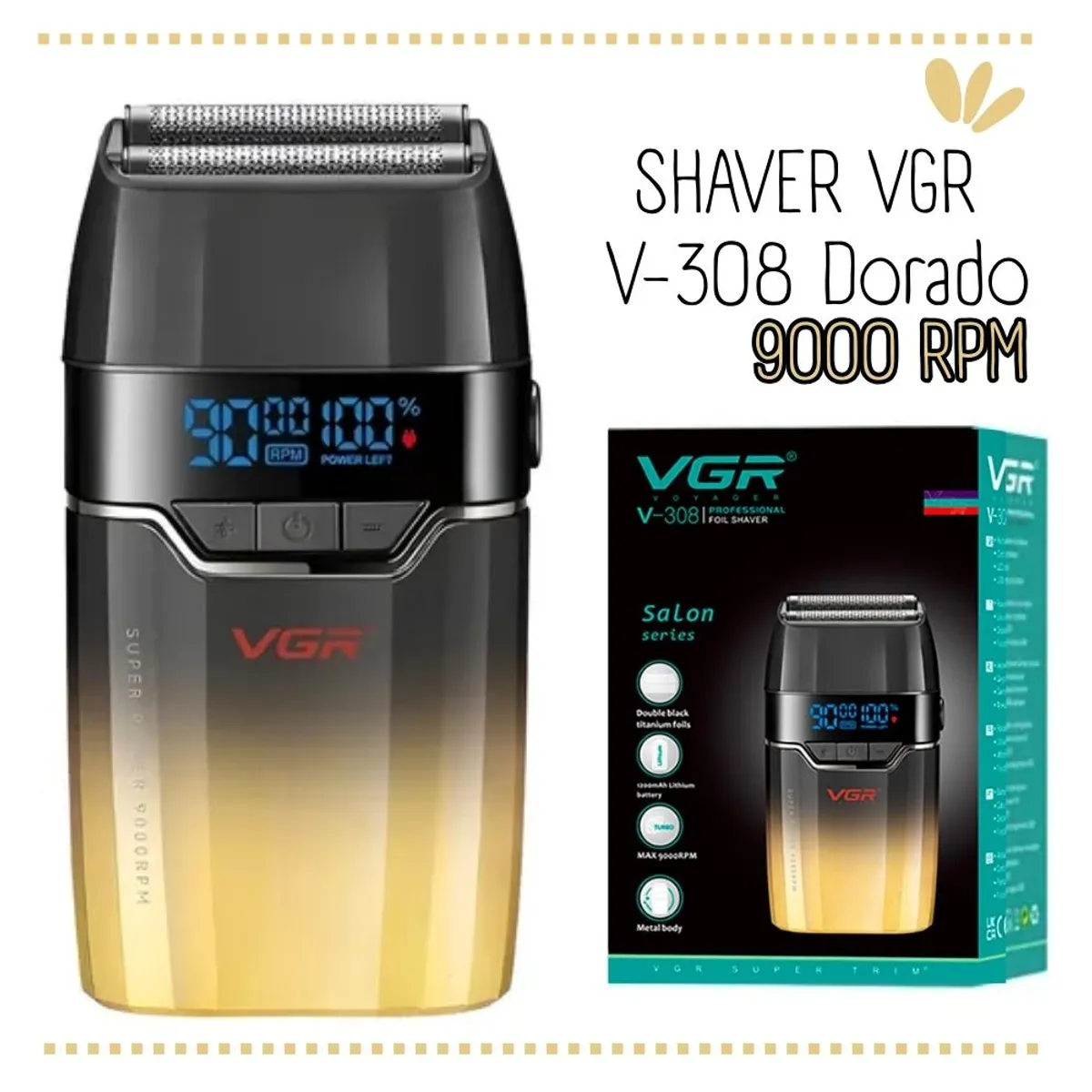 GENERICO - Shaver Recargable VGR V-308 DORADO