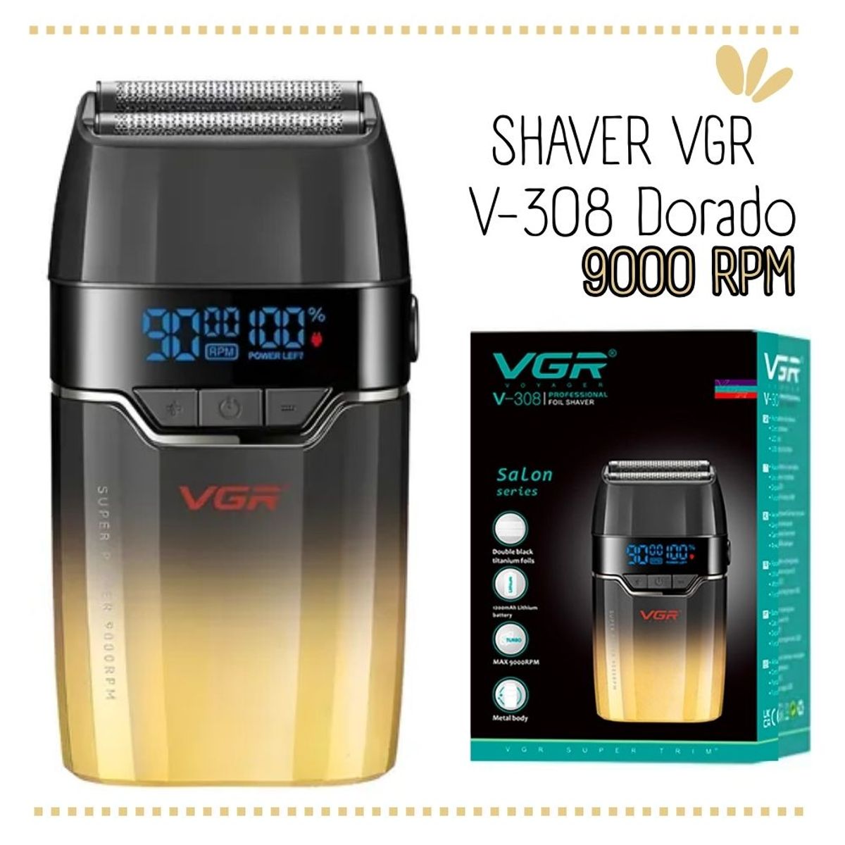 GENERICO - Shaver Recargable VGR V-308 DORADO
