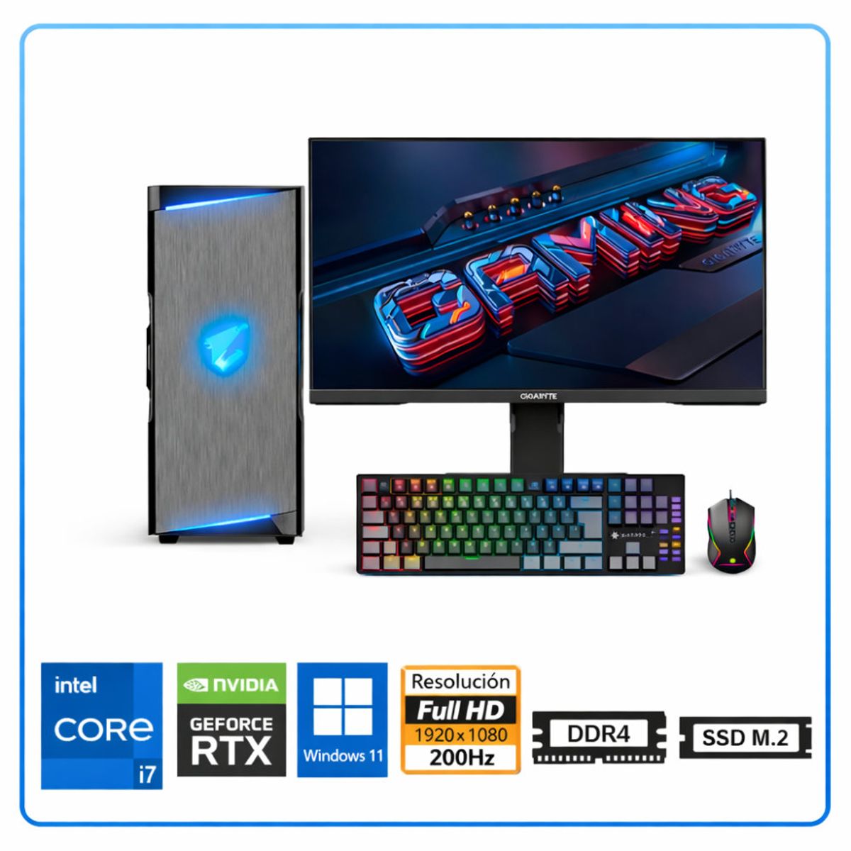 INTEL - Computadora Enovu Core i7-12700F 16GB 500GB SSD 24.5" RTX 3050 6GB Windows 11 Pro